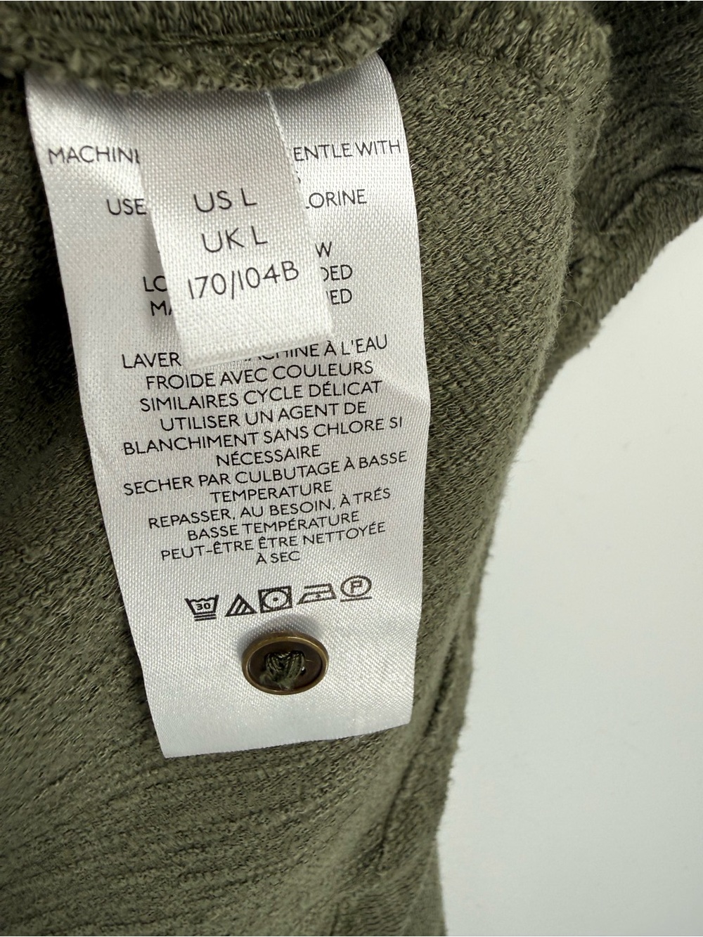 Anthropologie Pilcro Ruffle-Shoulder Henley Top in Olive Green Size L - Picture 8 of 13